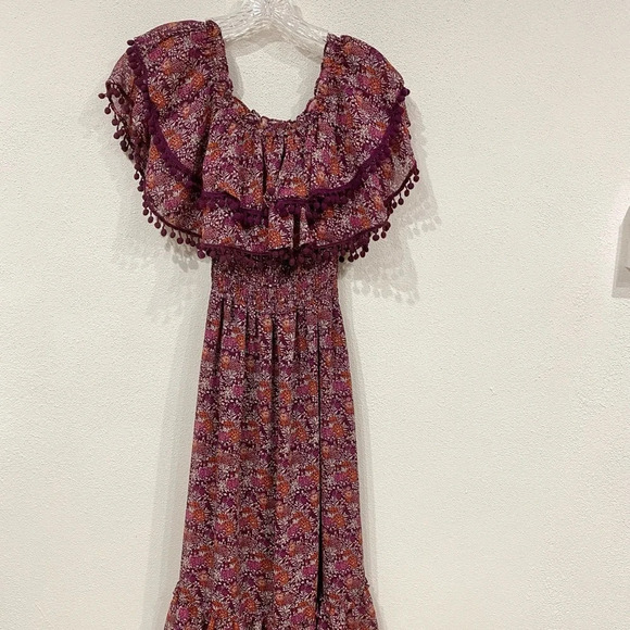 MISA Maribel Off Shoulder Floral Midi Dress Size Small VGUC - Picture 2 of 5